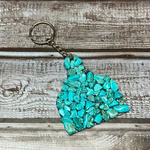 Turquoise Rock Cattle Tag Keychain