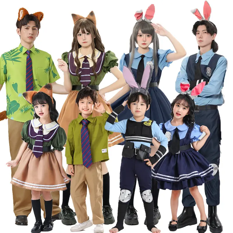 Men's Classic Zootopia Animal Plush Costume - Full Hooded Hawaiian Uniform Fabric Polyester Blend Long Sleeve Character Print Outfit for Cosplay, Special Occasion Performances