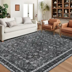 Washable Area Rug Vintage Entryway Rug Low Pile Soft Rug Anti-Shedding Indoor Rug Moroccan Plaid Rug for Living Room Bedroom Office Runner Carpets
