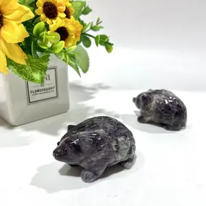 IG Crystal 2 Counts Amethyst Hedgehog Crystal Carving Natural Stone Gem Mining Chakra Balancing Reiki Healing Crystal Mystery Crystal Display Crystal Shopping Online Home Office Decor