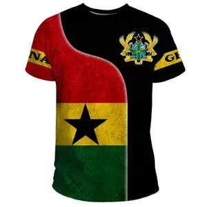 Summer New Tigre African Country Flag Men'S Print T-Shirt Ghana National Emblem Graphic Casual Oversized Tshirts Male Tees Tops