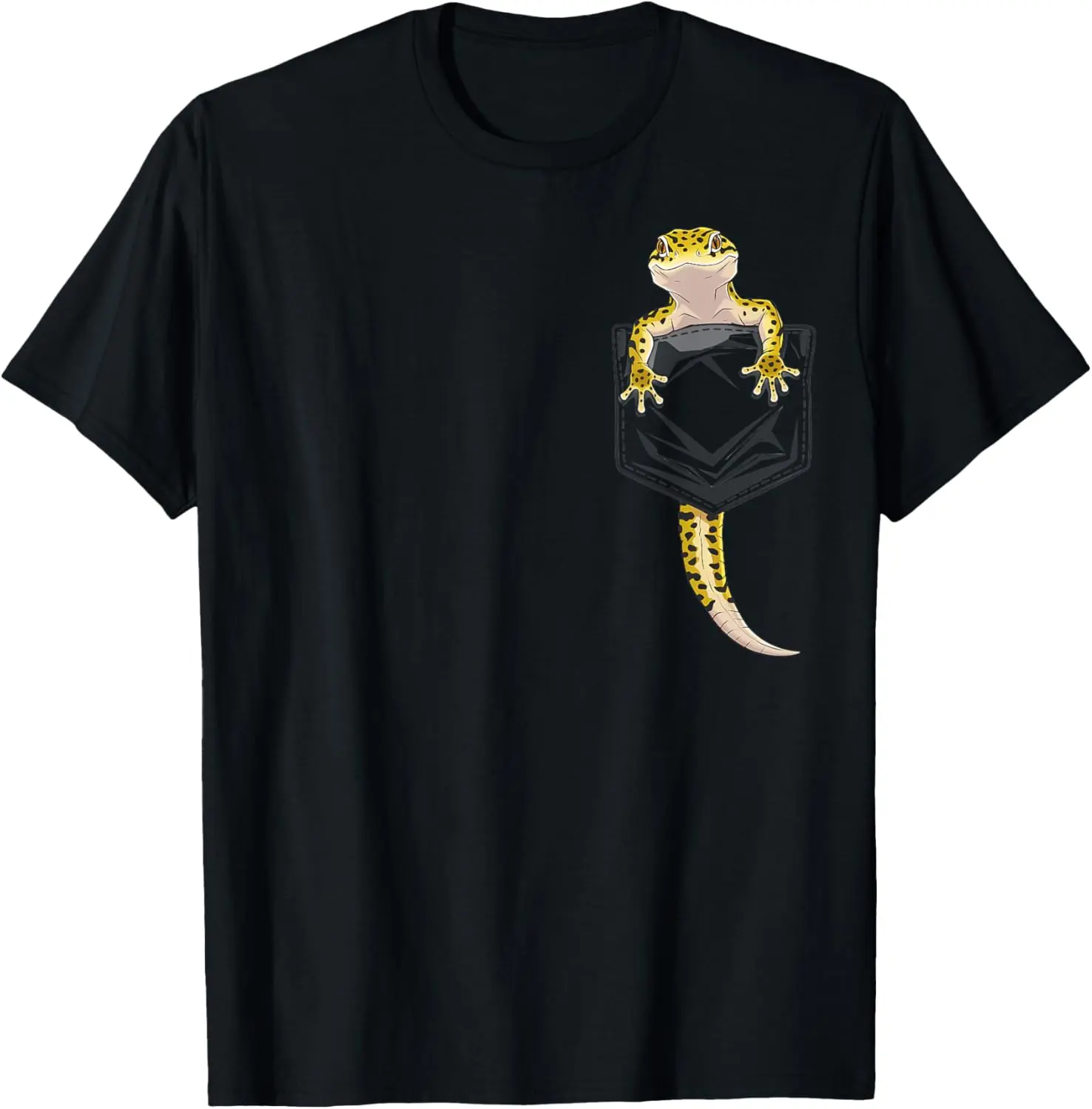 Men's Pure Cotton Short-Sleeve Graphic T-Shirt - Cute Lizard Leopard Gecko Design, Fitness & Casual Wear, Soft & Comfortable Pocket Top, Gifts for Men
