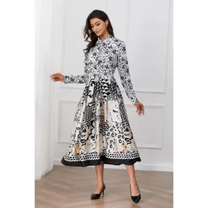 Monochrome Melody Midi Dress