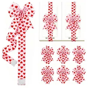 6-Piece Wine Velvet Valentine Christmas Kitchen Ribbon Bow, 78.7 Inch Large Christmas Door Ribbon Gift Bow, Home Wall Furniture Party Decorations