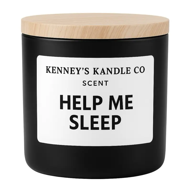 Kenney's Kandle Co. Help Me Sleep Candle - Relaxing Scent for Restful Nights - Black Jar with Wooden Lid