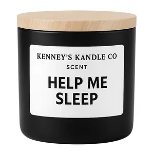 Kenney's Kandle Co. Help Me Sleep Candle - Relaxing Scent for Restful Nights - Black Jar with Wooden Lid