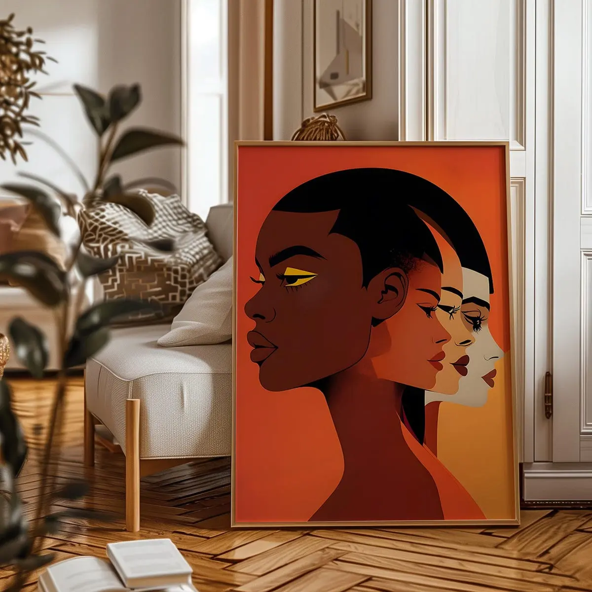 Sisterhood & Equality Wall Art, Feminist Multi-Racial Women Illustration, Girl Power Poster for Empowering Room Decor, Unframed