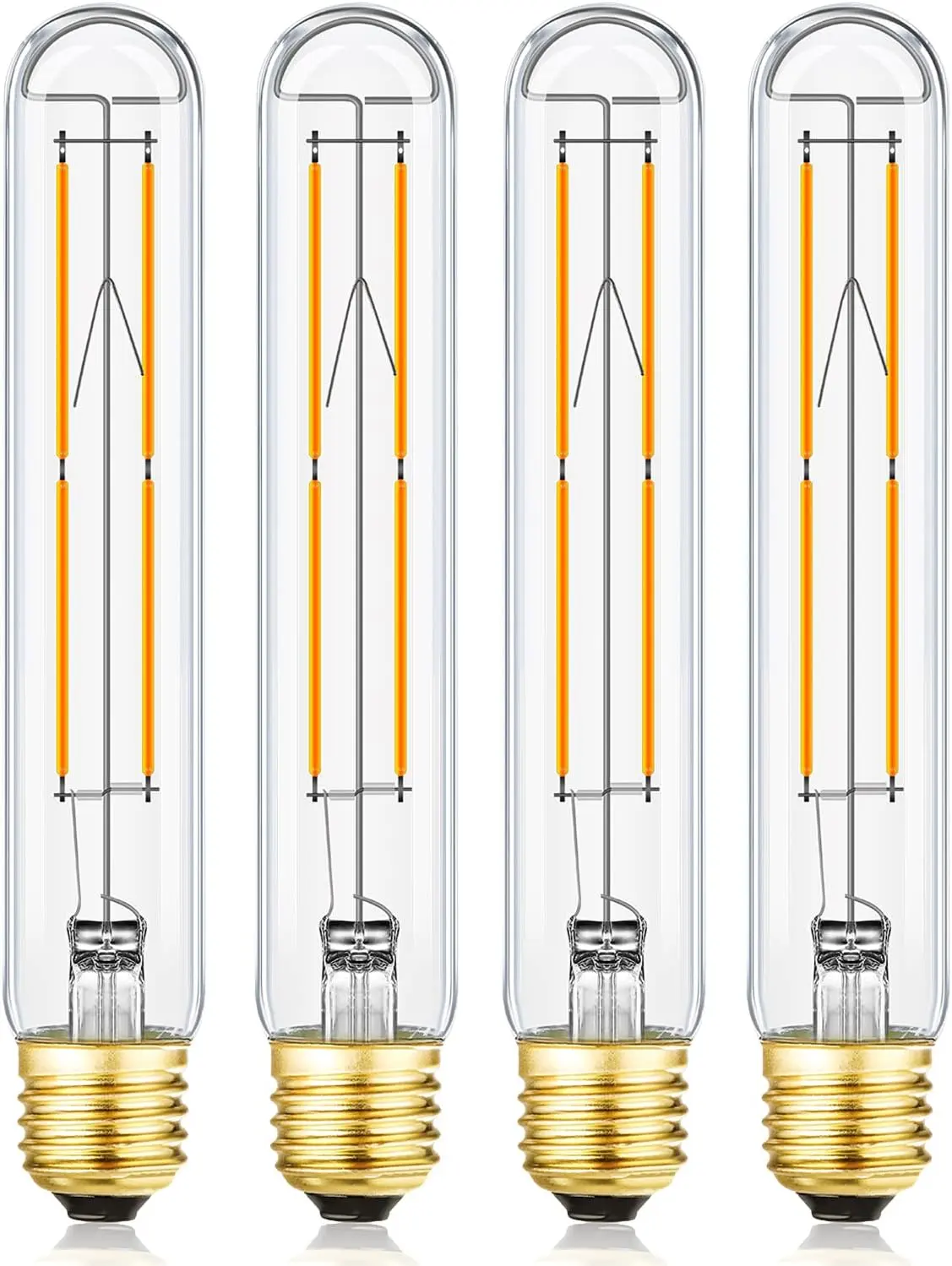 4 Pack T10 LED Bulb 8W Dimmable E26 Base Tubular Light Bulb 2700K Warm White 75W Equivalent 800lm 7.3in Bulb for Rustic Pendant, Wall scones Tube Light Bulbs Desk Lamp Vintage Edison Long Light Bulbs