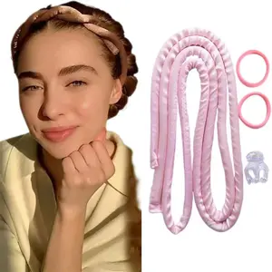 Heatless Hair Curler Set, 4 Counts/set Silk Flexi Rods Hair Curler Strap & Hair Ties & Hair Clip, Heatless Hair Styling Tool for Women & Girls