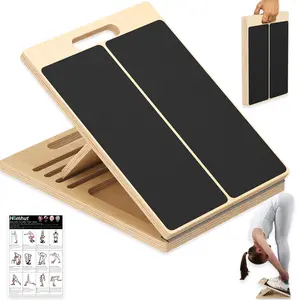 Homhut Portable Wooden Slant Board Adjustable Incline Calf Stretcher for Squats, Pilates, Ankle & Leg Stretching Home Fitness Equipment