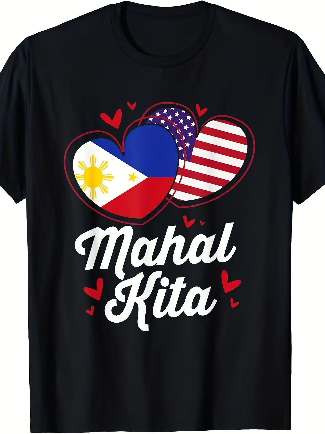 Philippines American Flag Filipino Mahal Kita TShi unisex soft cotton short sleeve t shirt, vintage graphic casual tee for men women teens, perfect birthday holiday gift for camping travel gym daily street  wear