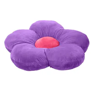 SoftZone Flower-Shaped Floor Pillow Seat Cushion 35in Playroom Decor Purple