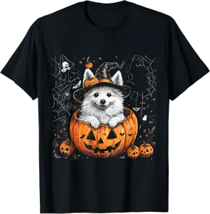 American Eskimo Pumpkin Halloween Thanksgiving Men Women Dog T-Shirt - Dongshengwu Shop 39B0DFWWKBHQ