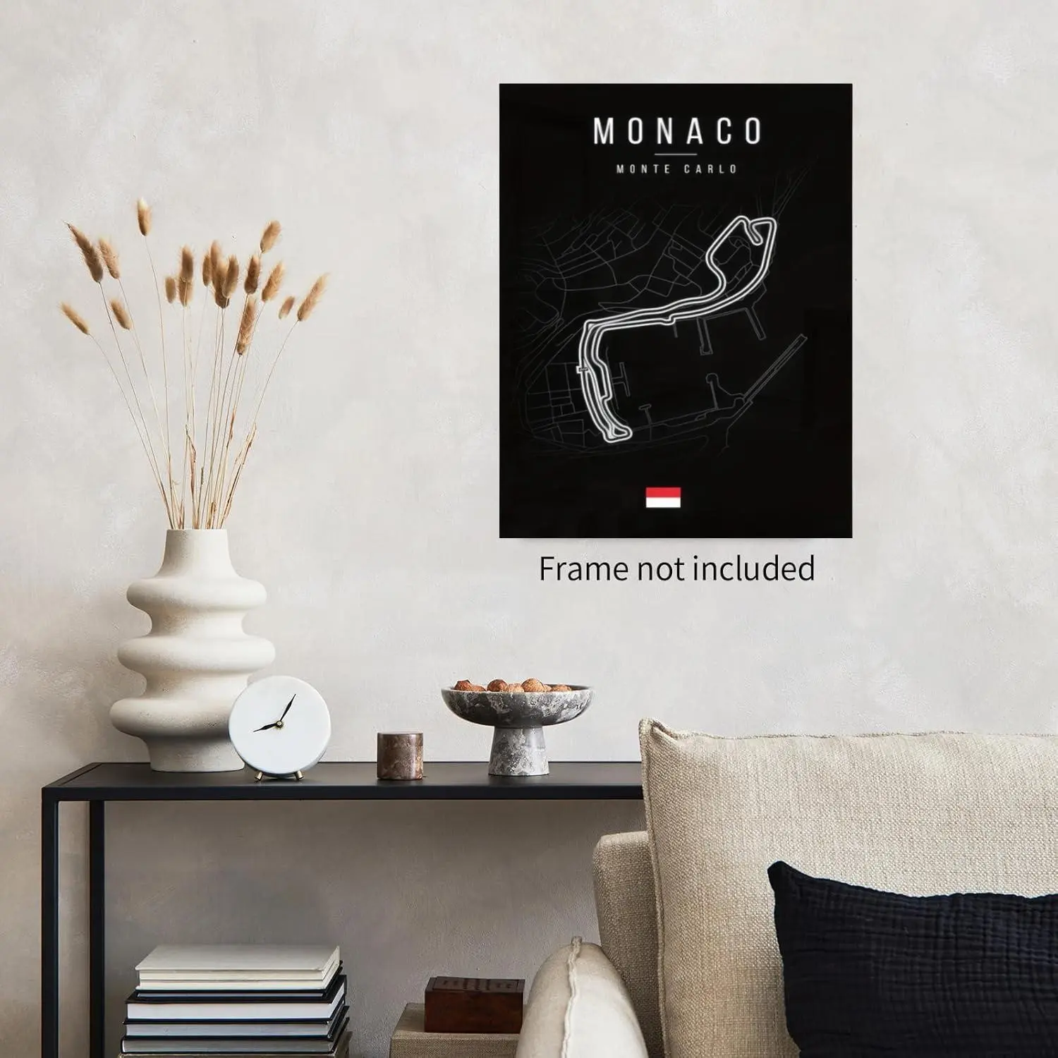 Monaco Race Track Canvas Poster, Modern Racing Style Wall Decor, Ideal Gift for F1 Enthusiasts, Simple and Fashionable Design