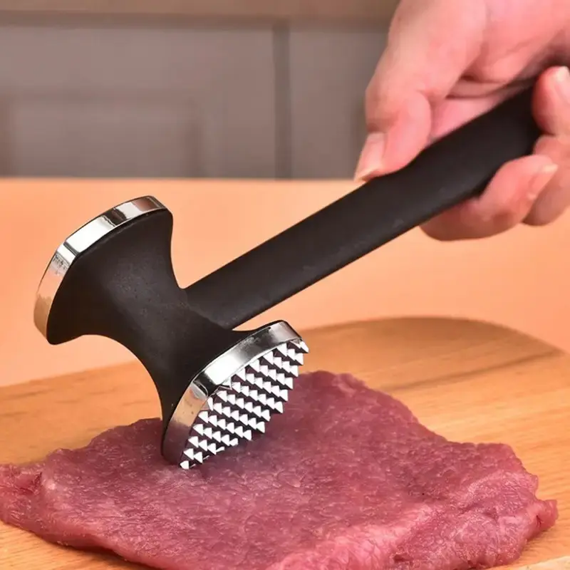 Dual-Sided Stainless Steel Meat Tenderizer Hammer - Labor-Saving Food Mallet for Pork, Steak Tenderizing, Burger Patty Prep, Home Cooking Kitchen Gadget