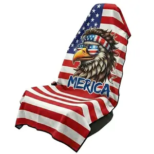 USA Eagle American Flag Car Seat Cover Towel, Merica Patriotic Seat Protector, Universal Washable Auto Cover for Road Trips & Daily Driving