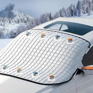 DUFIKKI Car Windshield Snow Cover Sun Shade Winter Dust Rain Ice Frost Guard Protector - Durable Design for Winter Weather Protection & Summer Sun Shade