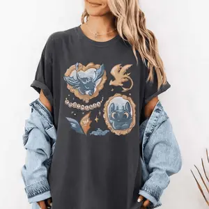 Men's Toothless Dragon Vintage Shortsleeve Cotton T-Shirt - How to Train Your Dragon-Inspired Casual Retro Lightweight Unisex Top for Family Trips