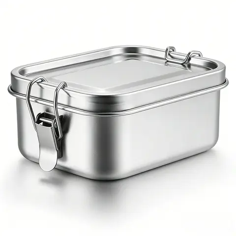 Stainless Steel Leakproof Lunch Box, Leakproof Lunchbox, 1 Count Food Storage Container with Lid, Portable Bento Box for Home Office School Picnic, Durable Bento Box