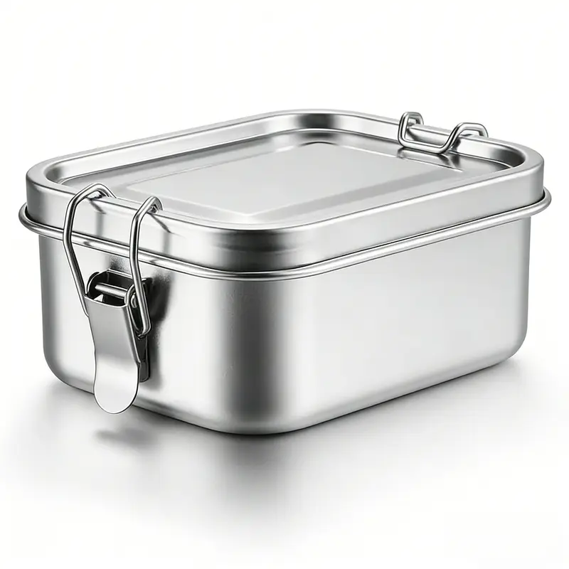 Stainless Steel Leakproof Lunch Box, Leakproof Lunchbox, 1 Count Food Storage Container with Lid, Portable Bento Box for Home Office School Picnic, Durable Bento Box