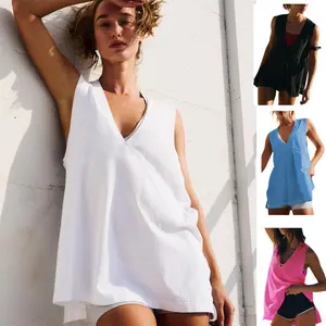 JovenPara Women's Athletic Deep V Neck Tank Tops Sleeveless Flowy Summer Shirts Tops Side Slit Tees