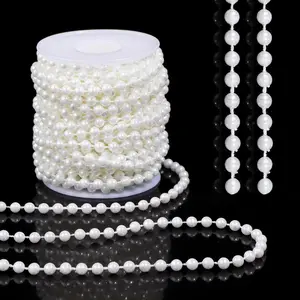 Pearls String Beads 33 Feet Crafts Faux Pearl Roll for Christmas Garland Flowers Wedding Party Jewelry Decoration(5mm Ivory)