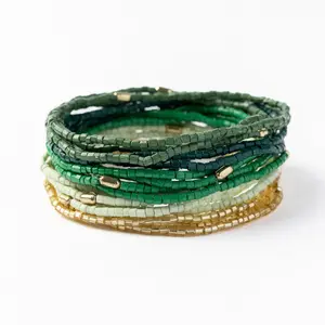 INK + ALLOY Chelsea 18 Strand Luxe Beaded Bracelet Set Green