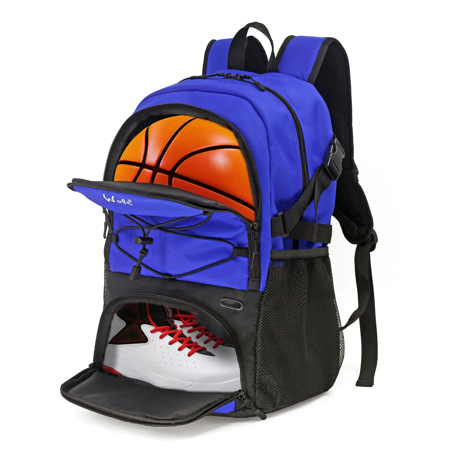 WOLT Premium Water Resistant Basketball Backpack - Ventilated Shoes Compartment, Spacious Ball Pocket, Large Storage Capacity, Laptop Slot, Multiple Pockets, Oxford Fabric, Padded Straps, Superior Portability, Youth Gym Back to School Bag, Practical, Main