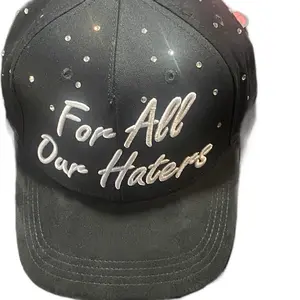 For All Our Haters Embellished Cap - Stylish Black Baseball Hat with Sparkling Rhinestones