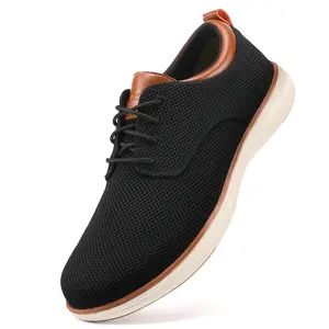 Men's Wide Fit Breathable Casual Dress Shoes Lightweight Cushioned Casual Trainers Oxfords Business Casual Walking Shoes Multi-Color Options