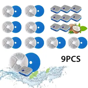 9/18pcs Cat Water Dispenser Filters, Stainless Steel Pet Water Fountain Filters+Sponges, Suitable for Cats and Dogs Healthy Drinking