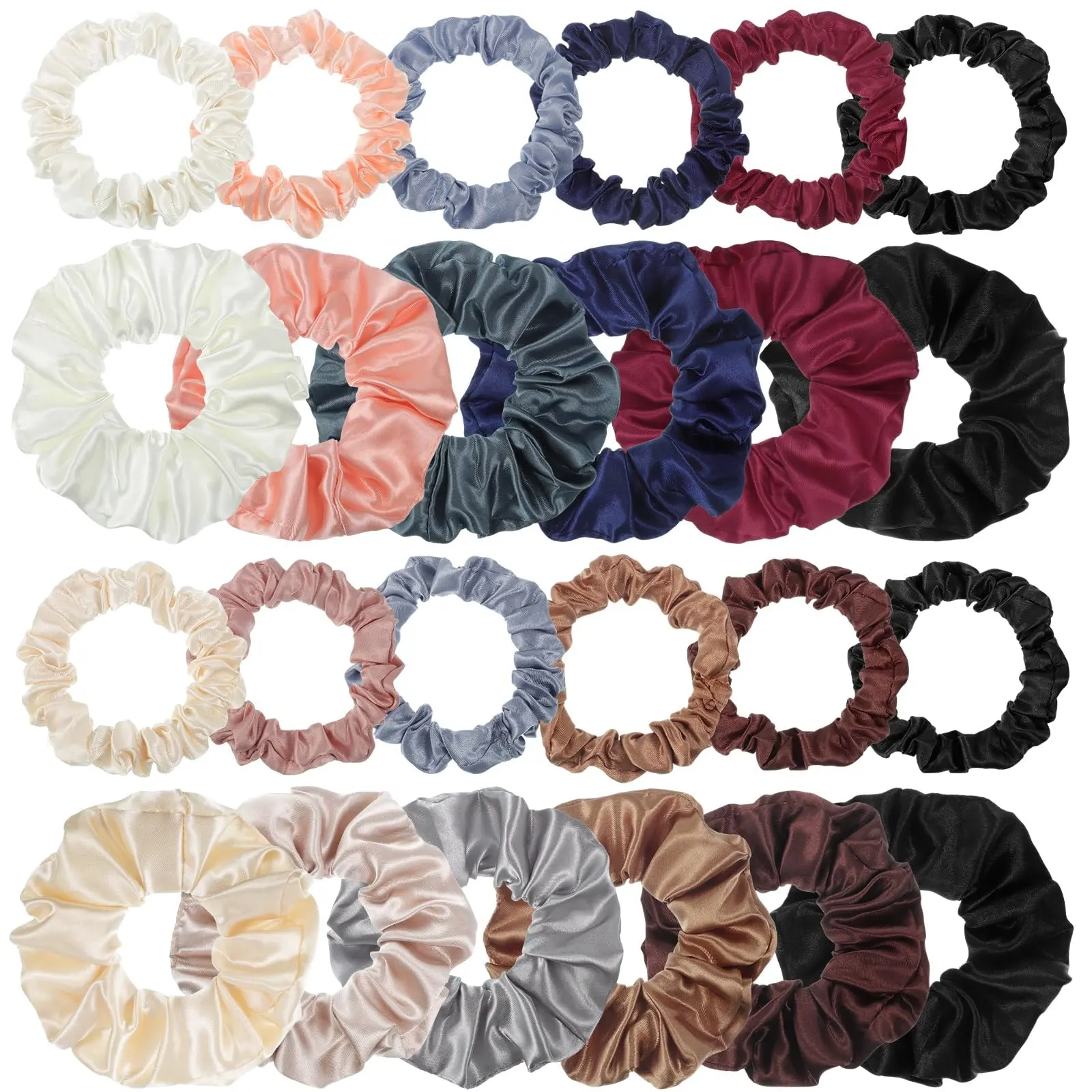 24 Pcs Satin Hair Scrunchies, 2 Sizes Silk Hair Ties Hair Scrunchies Skinny Elastic Hair Bands for Women Girls School Gift Visit the Pengxiaomei Store