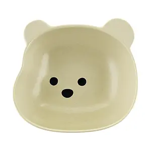 Golden Lion Korean Style 6-Inch Ceramic Rice Bowl - Matte Cream White, Bear Design, Soup Bowl, 15x13.5x5cm