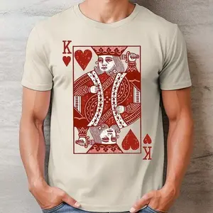 King of Hearts Tee, Men's Valentines Day Romantic Graphic T-shirt, Gift For Him, Husband, Boyfriend, Classic Gildan Clothing