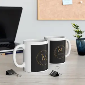 Personalized Mug with Initial "M" – Minimalist Monogram Design with verse Perfect for Coffee Lovers, Birthday Gifts, Home Decor, Inspirational Quotes, & Office Use