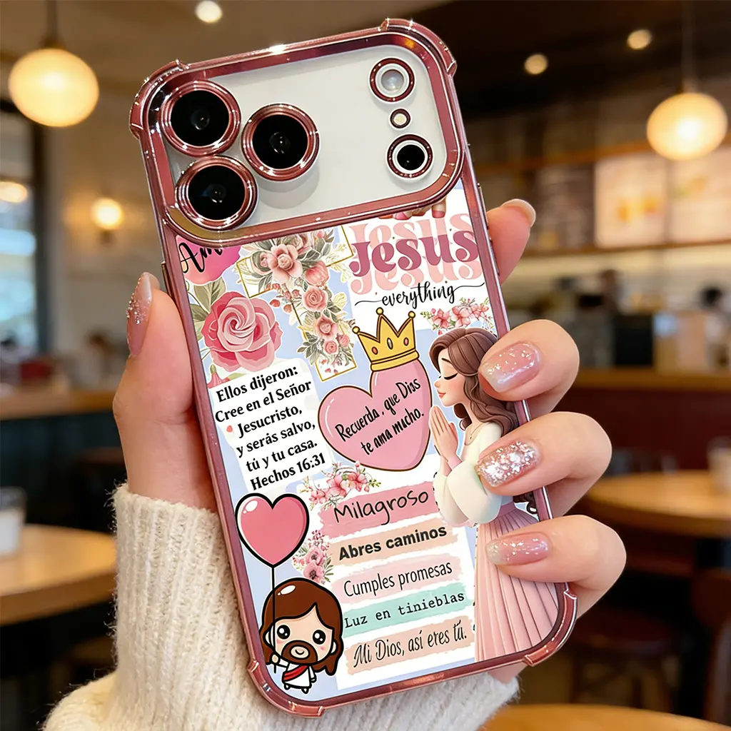 Jesus Everything Pattern Phone Case for iPhone 17 17 Pro Max Air 16 16 Pro 15 15 Pro Max Plus 14 14 Pro Max Plus 13 12 11 E Soft TPU Shockproof Durable Protective Cover Faith Gift Phone Case Protection DDSJ260407007