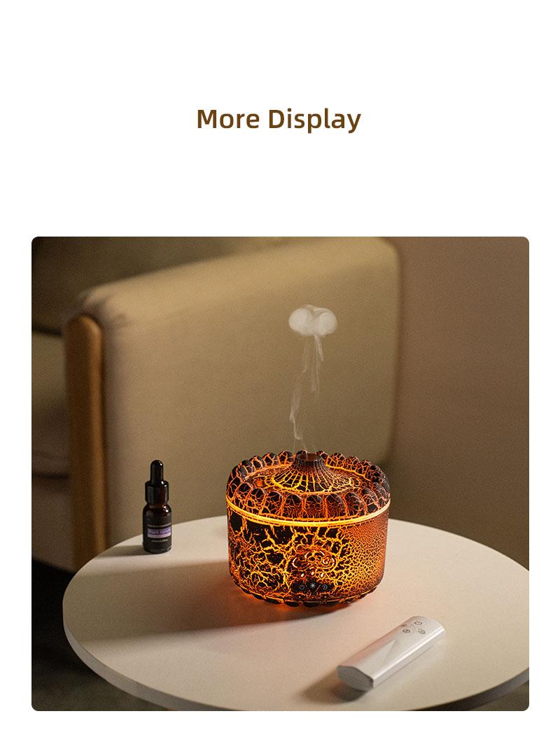 New volcano aromatherapy machine desktop essential oil diffuser double spray flame humidifier home night light ornament wireless remote control hu