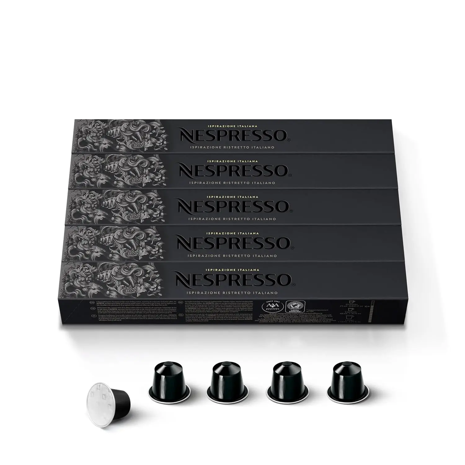 Nespresso Original, Ristretto Italiano, Dark Roast, 50-Count Espresso Pods