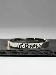 Elegant Stainless Steel Letter "Let them" Engraved Ring, Perfect Gift for Him & Her, Casual Daily Accessory