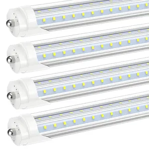 4Pcs 8FT LED Tube Light Bulbs, 72W 6000K Cool light, Fa8 Single Pin, V shaped Dual Row LEDs, Replace T10 T12 Fluorescent Tubes F96T12/CW, Ballast Bypass, Ceiling Lights for Shop Garage Warehouse Commercial Ilumination Lamp Tubular