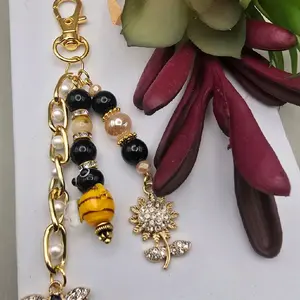 Golden Bee Bag Charm | Natural Stone