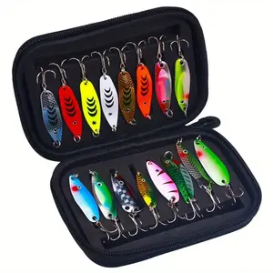 16PCS Metal Spinner Baits Fishing Lures Kit, Lifelike Baits with Storage Fishing Bag, for Pike Bass Trout Freshwater Fishing