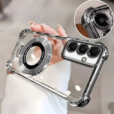 Suitable for [Galaxy A16] high-end phone case🥰, Electroplated Luxury Clear Phone Case with Ring Stand Holder 4-Corner Shockproof Camera Protective Cover 952