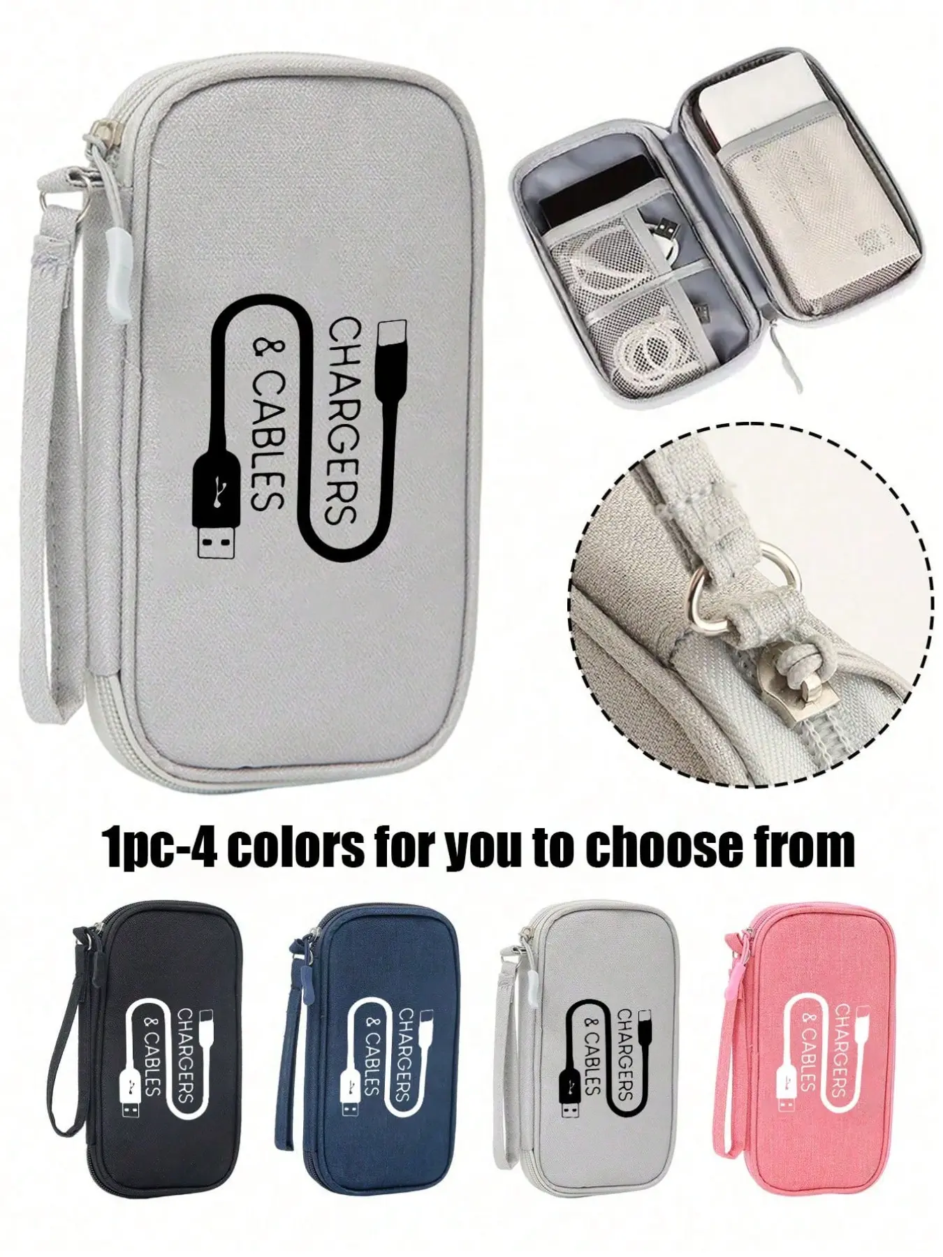Digital Accessories Storage Bag, Mobile Power Bank Hard Drive Protection Case, Travel Handbag Organizer, Multi Pocket Organizer, Zipper Pouches, Travel Organizers, Suitable for Daily Use, Office, School, Portable Travel Accessories