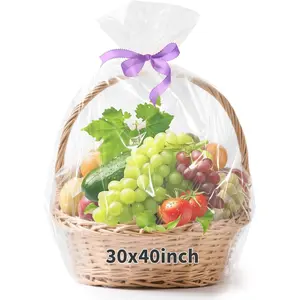 6 count Large Cellophane Bags 30x40 Inch Christmas Clear Cellophane Wrap for  Baskets, 2.5 Mil Thick Clear Plastic  Bags for Christmas Birthday  Shower Wedding  Party Favors