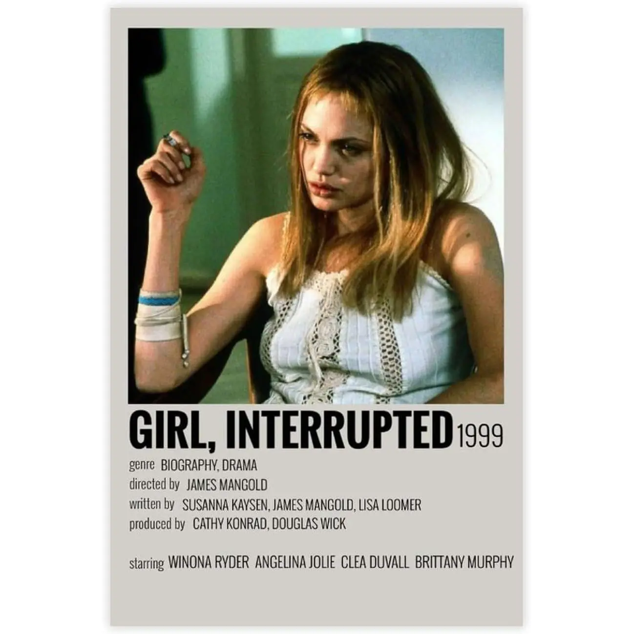 Girl Interrupted 90s Movie Canvas Poster, Classic Old Movie Artwork, Home Decor Print for Living Room & Bedroom Wall Decoration
