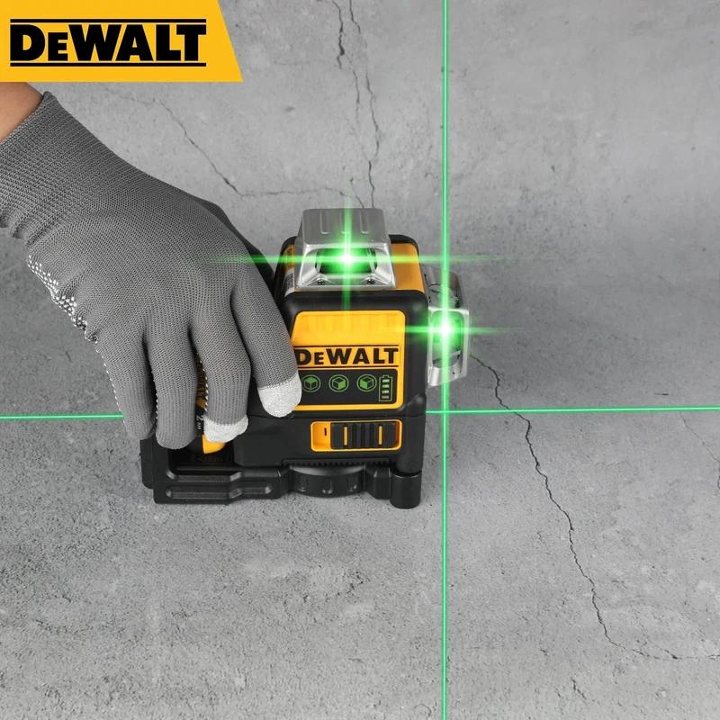 Dewalt DW089LG 3 Sides 360 Degree Vertical 12 Lines Laser Level with 12V Lithium Battery Horizontal Green Meter for Outdoor Use