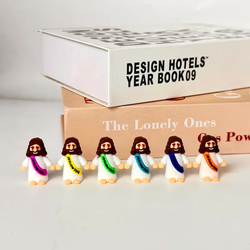 30 Pack Vibrant Mini Jesus Rubber Figures, Jesus Loves You Hide