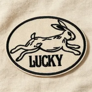 Lucky Rabbit Embroidered Patch, Self-Adhesive Iron-On, Suitable for Clothes, Jackets, Hats, Accessories, Easy Application, Durable Design, Lucky Embroidery