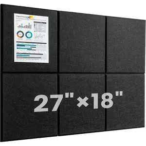 Cork Board for Wall 18''×27'', 6 Pack Black Bulletin Boards, Felt Wall Tiles with Pushpins, Cork Board for Office, School and Home, Pin Board for Walls, Felt Board for Office Decor